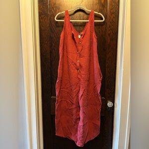Isabel by Ingrid & Isabel Rust Sleeveless Button Front Jumpsuit | L